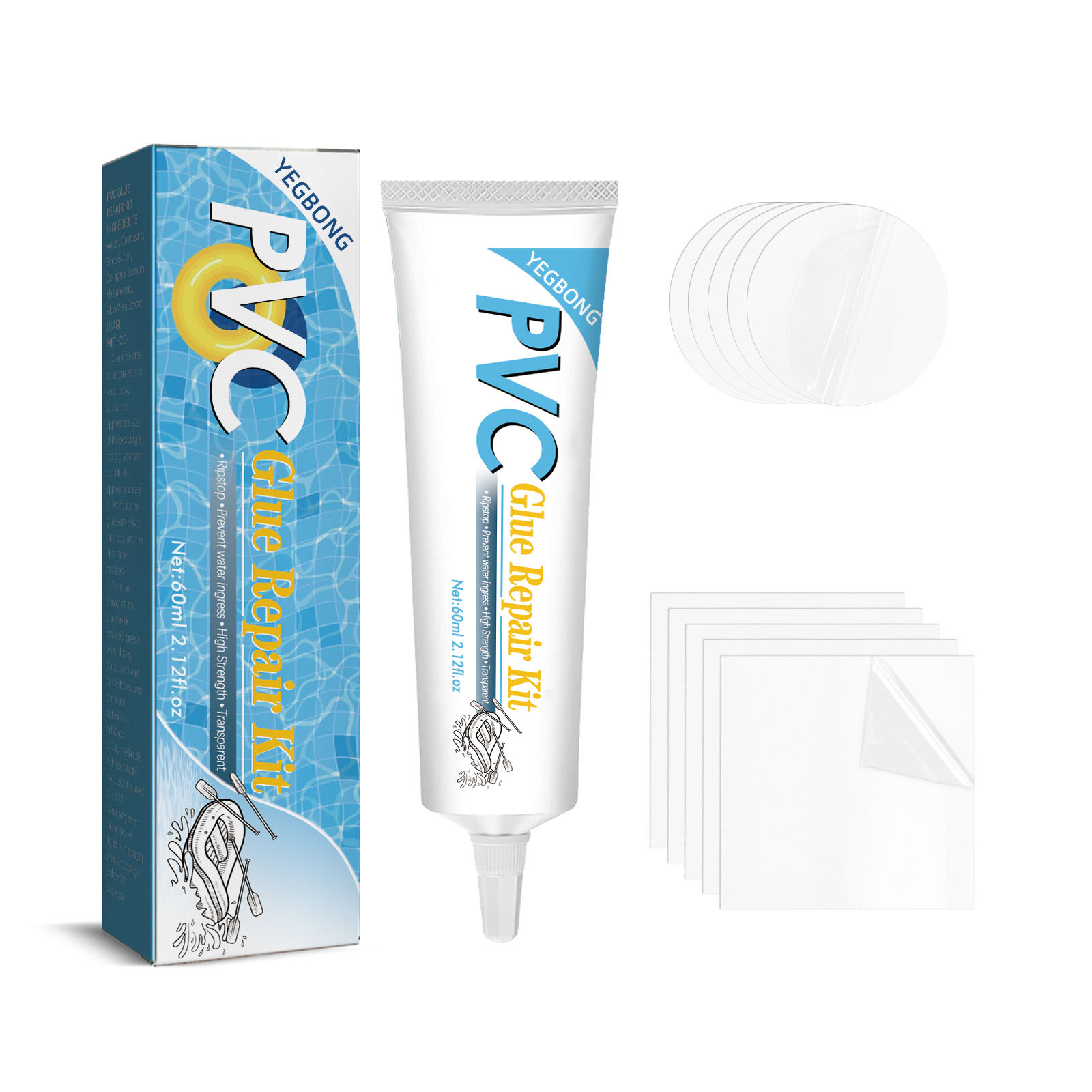 Blasgw PVC Patch Kit for Repairing Inflatables, Including Hot Tubs and Spa Pools multicolor